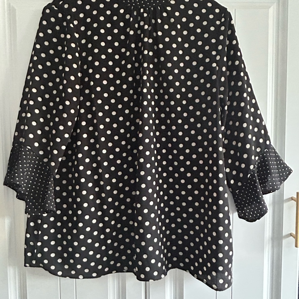Faith and Joy Black and White Polka Dot Blouse
